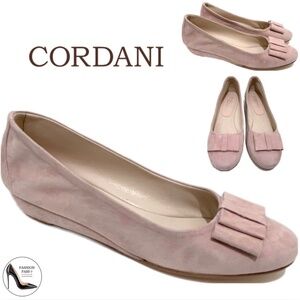 CORDANI Arlette Blush Suede Nude Flat Heel Wedge Leather Ballet Shoes Pumps 39.5